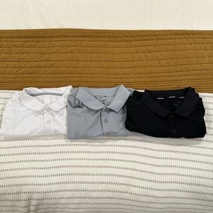 3 Nike Dri fit black and white and gray Polo button collar short sleeve shirt